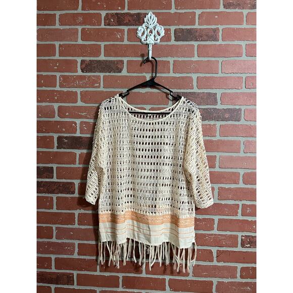 Illa Illa Crocheted Fringed Boho Top - M - Picture 1 of 4